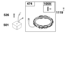 Alternator Group Diagram and Parts List for 31S777-0003-B5 200000 - 399999 Briggs and Stratton Engine